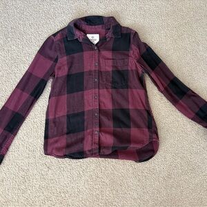 SO Women’s Plaid Shirt in Burgundy and Black